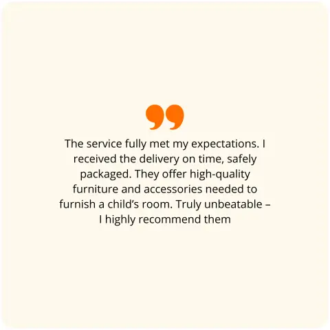 Positive customer review: Very friendly service from the moment I familiarized myself with the offer, through ordering, delivery, and assembly. I was properly informed at every stage; contact with the company was a real pleasure. The quality of the assembly and the bed itself is also very high! The assembler took off his shoes, which is not common among people in his profession. Post-sales contact was also first-class! I recommend them with all my heart!