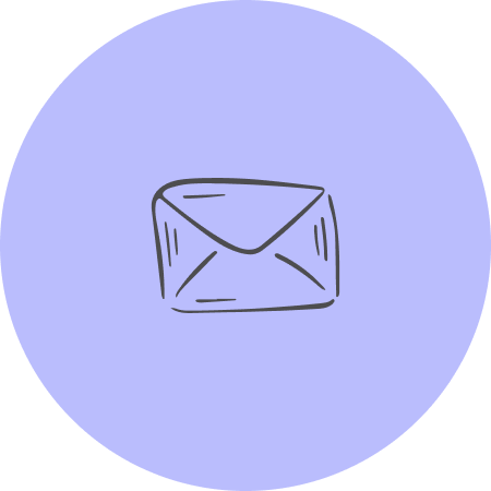 chalk drawing of an envelope on a purple circle
