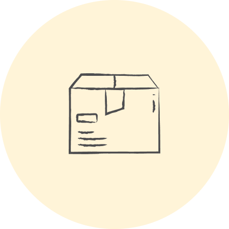 chalk drawing of a cardboard box on a yellow circle