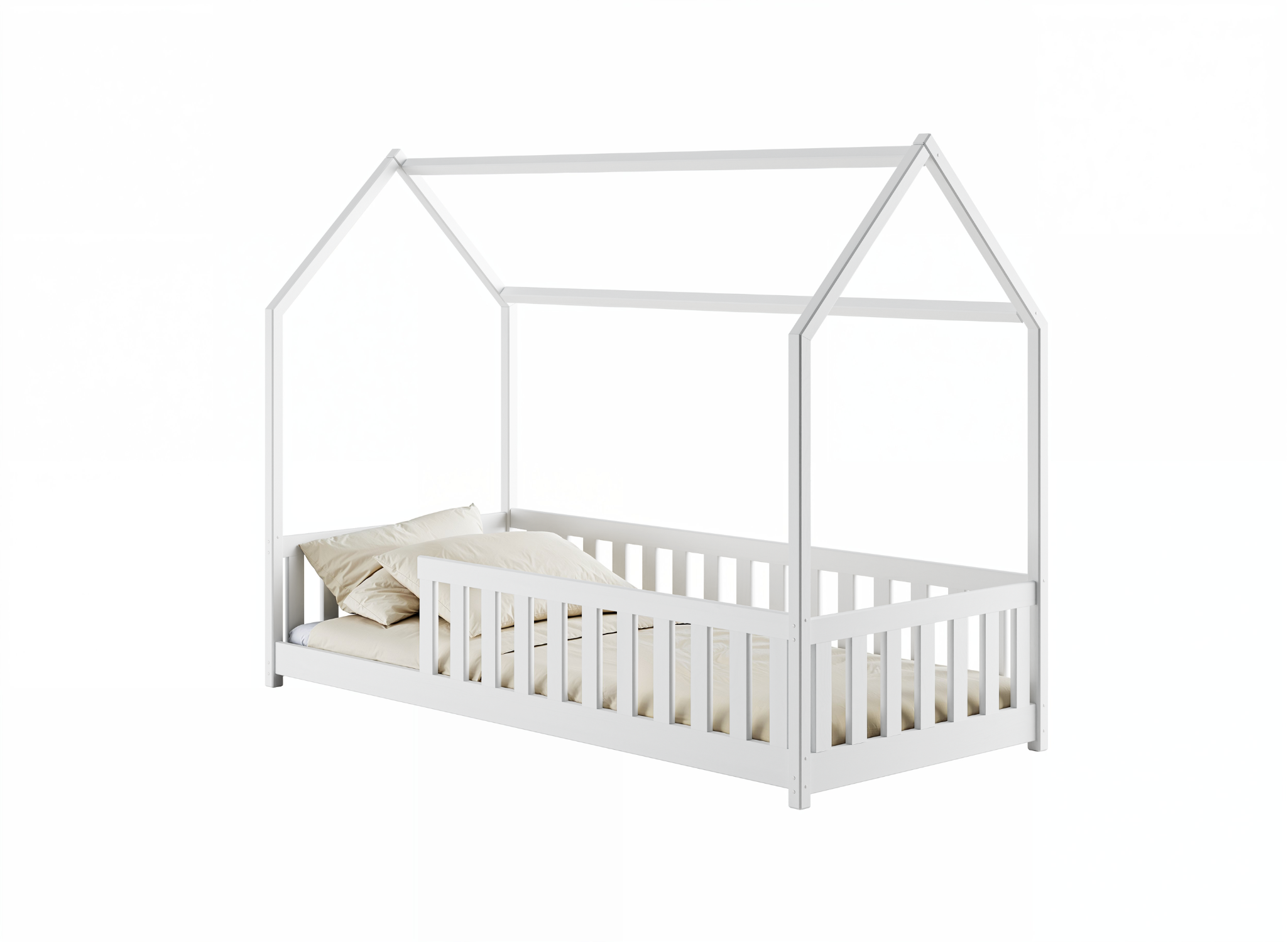 NOAH 80x180 Weiß Montessori-Bodenbett für Kinder Hausbett Lano Möbel