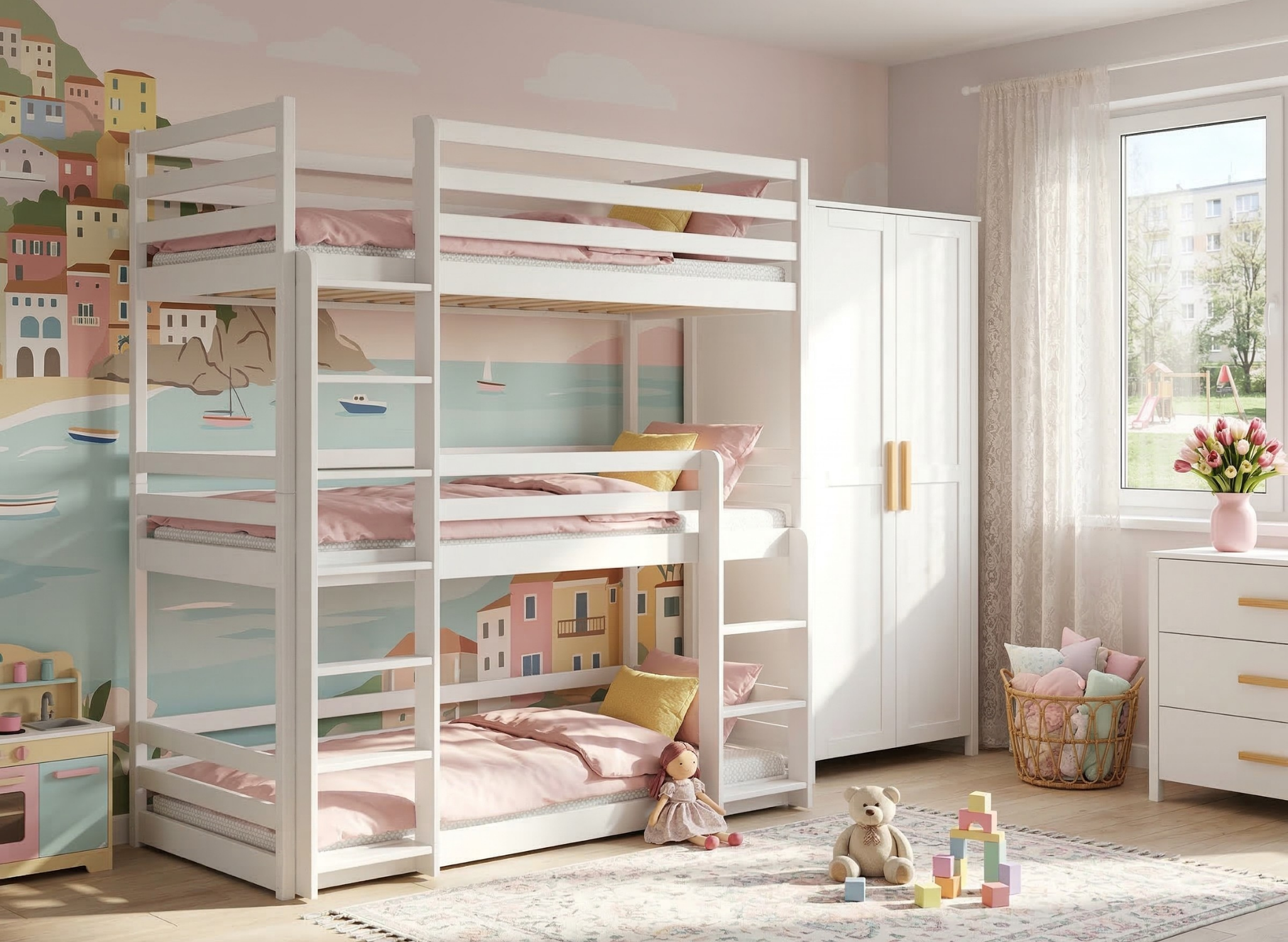 TED 90x200 Weiß Etagenbett Lano Möbel
